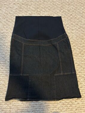 Thyme Maternity Denim Skirt with Stretch Waistband